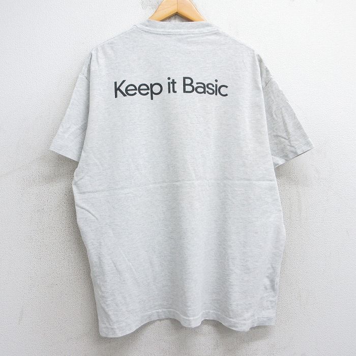 XL★古着 半袖 ビンテージ Tシャツ メンズ 90年代 90s Keep it Basic 胸ポケット付き 大きいサイズ コットン クルーネック USA製 薄グレー 霜降り 25aug05 中古