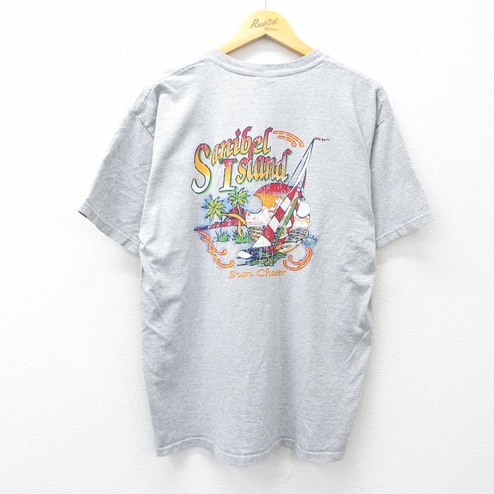 L★古着 半袖 ビンテージ Tシャツ メンズ 00年代 00s ヨット サニベル クルーネック グレー 霜降り 25aug06 中古
