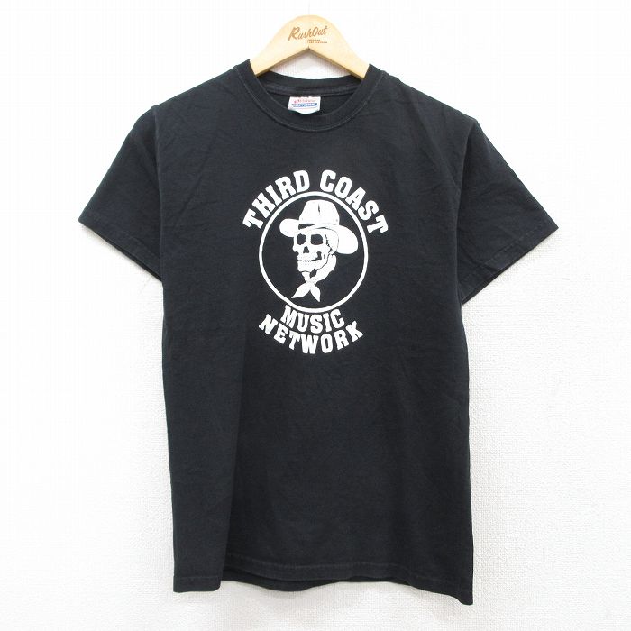 【20%OFF】S★古着 ヘインズ Hanes 半袖 ビンテージ Tシャツ メンズ 00年代 00s KETWORK スカル コットン クルーネック 黒 ブラック 25aug07 中古