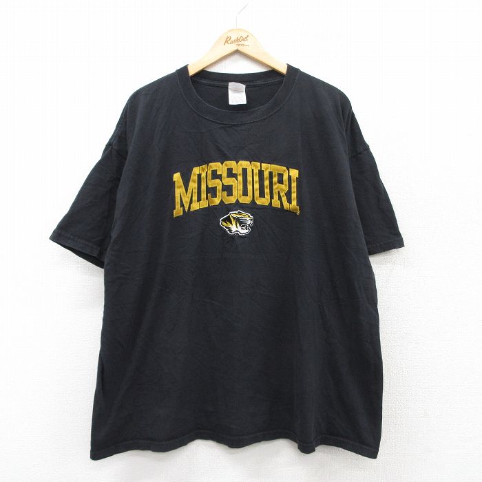 XL★古着 半袖 ビンテージ Tシャツ メンズ 00年代 00s ミズーリ 大きいサイズ コットン クルーネック 黒 ブラック 25aug07 中古