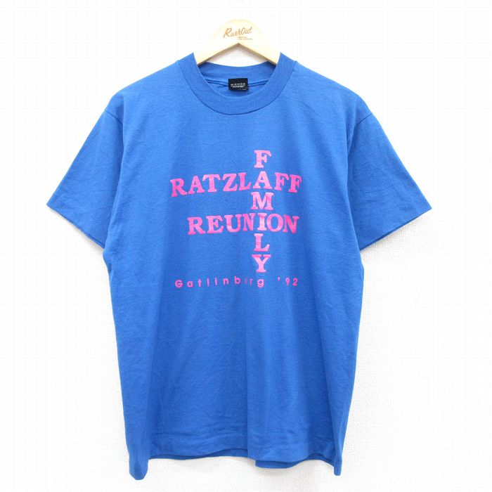 L★古着 スクリーンスターズ 半袖 ビンテージ Tシャツ メンズ 90年代 90s RATZLAFF クルーネック USA製 青 ブルー 【spe】 25aug07 中古