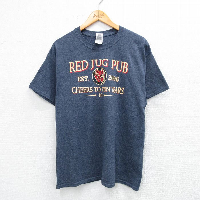 L★古着 半袖 ビンテージ Tシャツ メンズ 00年代 00s RED JUG PUB クルーネック 紺 ネイビー 霜降り 25aug07 中古