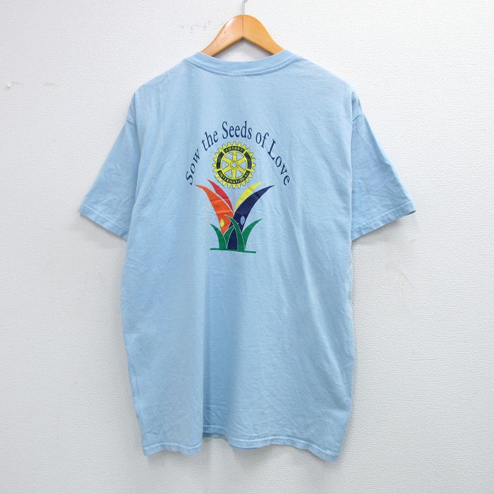 L★古着 半袖 ビンテージ Tシャツ メンズ 00年代 00s FREDONIA ROTARY コットン クルーネック 水色 25aug07 中古