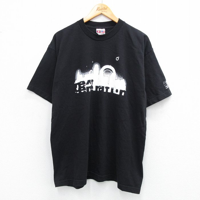 XL★古着 半袖 ビンテージ Tシャツ メンズ 00年代 00s next generation コットン クルーネック USA製 黒 ブラック 25aug07 中古