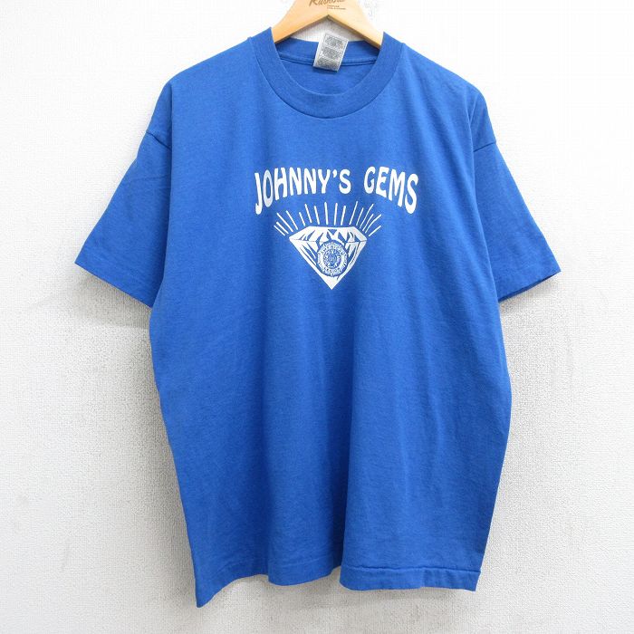 XL★古着 フルーツオブザルーム 半袖 ビンテージ Tシャツ メンズ 90年代 90s ダイヤモンド クルーネック 青 ブルー 25aug07 中古