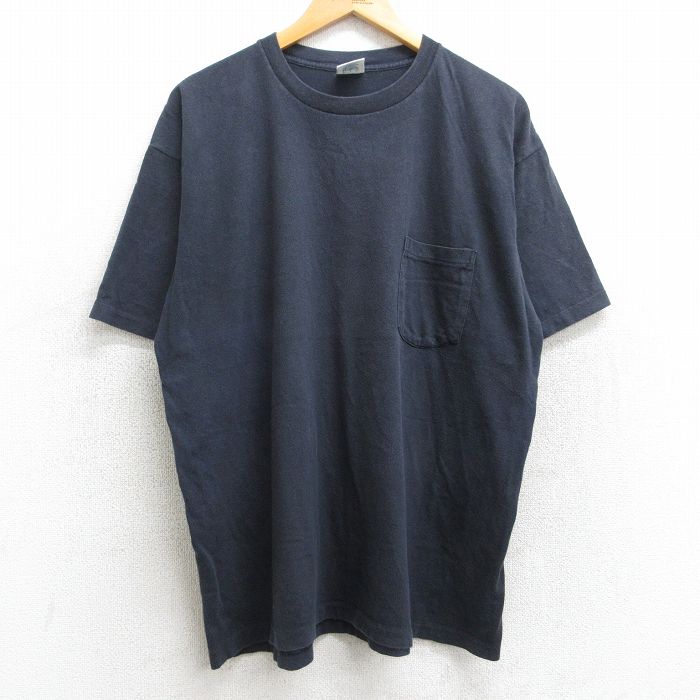 XL★古着 ギャップ GAP 半袖 ビンテージ Tシャツ メンズ 90年代 90s 無地 胸ポケット付き コットン クルーネック USA製 黒 ブラック 【spe】 25aug07 中古