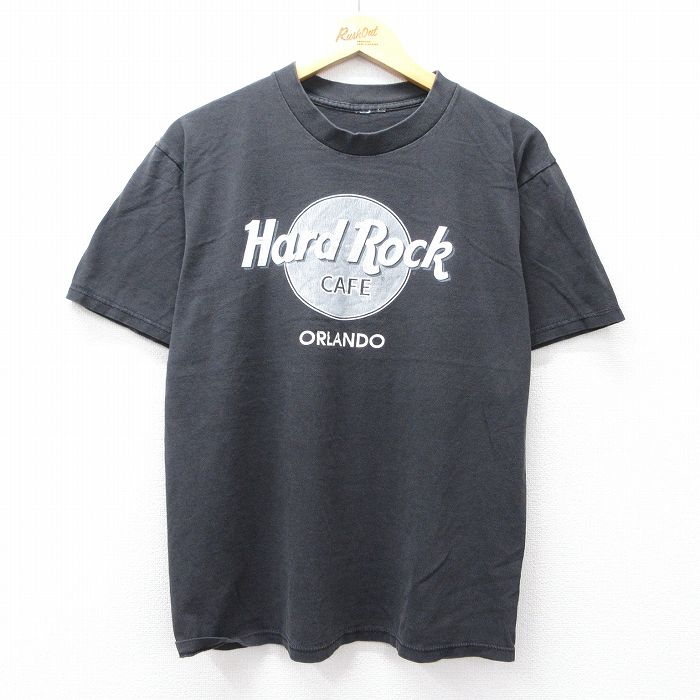 L★古着 半袖 ビンテージ Tシャツ メンズ 00年代 00s ハードロックカフェ オーランド クルーネック 黒 ブラック 25aug08 中古