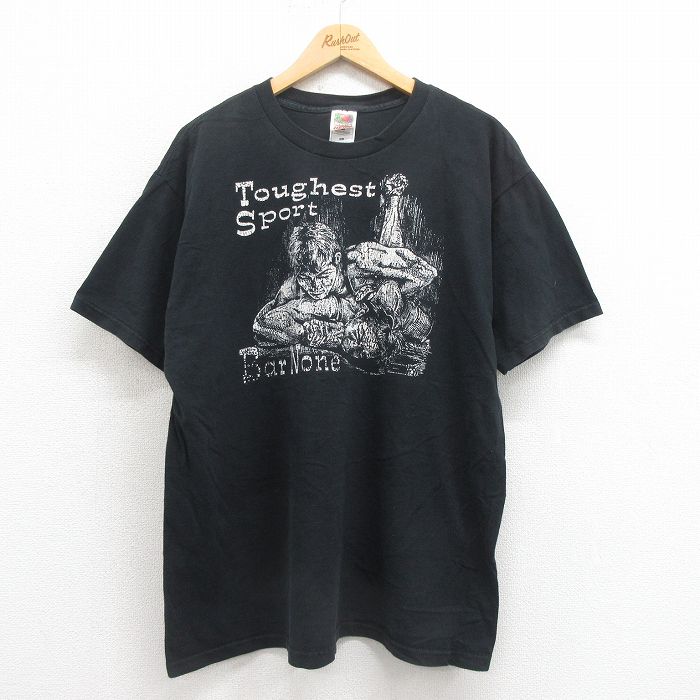 XL★古着 フルーツオブザルーム 半袖 ビンテージ Tシャツ メンズ 00年代 00s レスリング 大きいサイズ コットン クルーネック 黒 ブラック 25aug08 中古