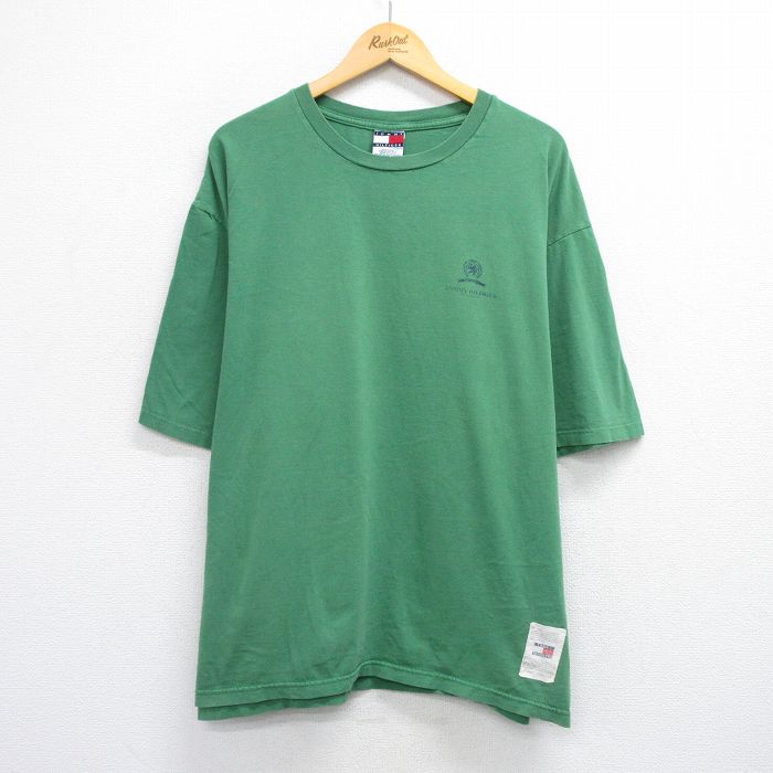 【50%OFF】トミーヒルフィガー 90s 半袖Tシャツ ワンポイントロゴ グリーン XL | 古着