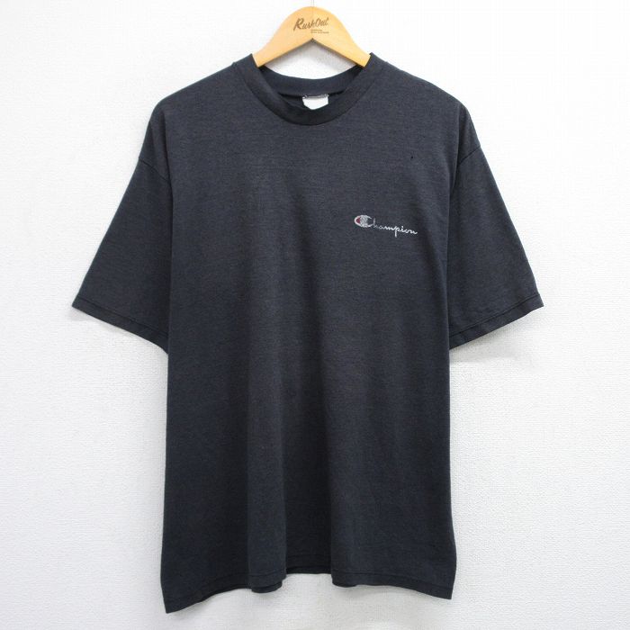 XL★古着 チャンピオン champion 半袖 ビンテージ Tシャツ メンズ 黒 ブラック 霜降り 25aug08 中古