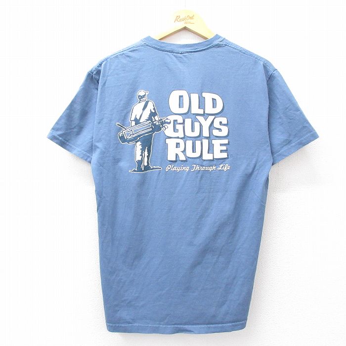 M★古着 半袖 ビンテージ Tシャツ メンズ 00年代 00s OLD GUYS RULE ゴルフ コットン クルーネック 薄紺 ネイビー 25aug08 中古