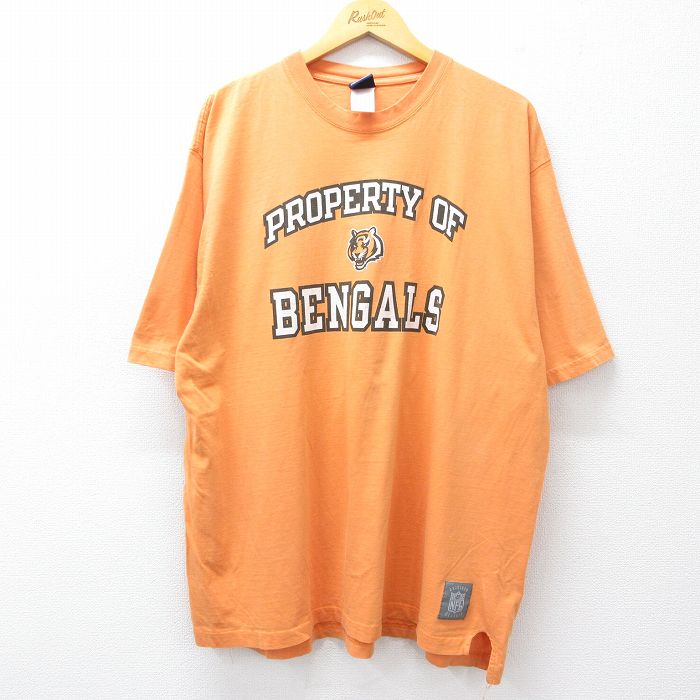 XL★古着 半袖 ビンテージ Tシャツ メンズ 00年代 00s NFL シンシナティベンガルズ 大きいサイズ コットン クルーネック オレンジ アメフト スーパーボウル 25aug08 中古