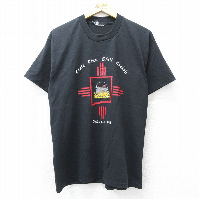 L★古着 半袖 ビンテージ Tシャツ メンズ 90年代 90s Chili クルーネック 黒 ブラック 25aug08 中古