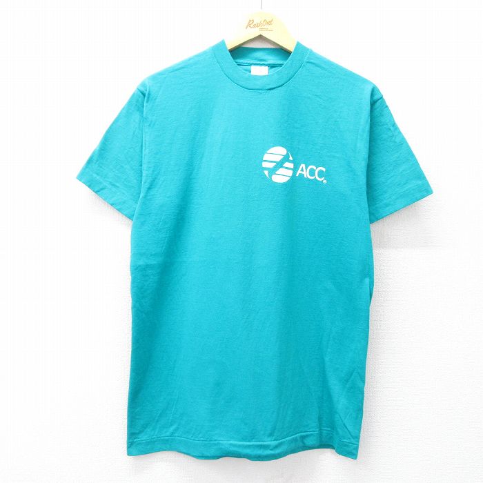 M★古着 フルーツオブザルーム 半袖 ビンテージ Tシャツ メンズ 90年代 90s ACC コットン クルーネック USA製 青緑 25aug08 中古