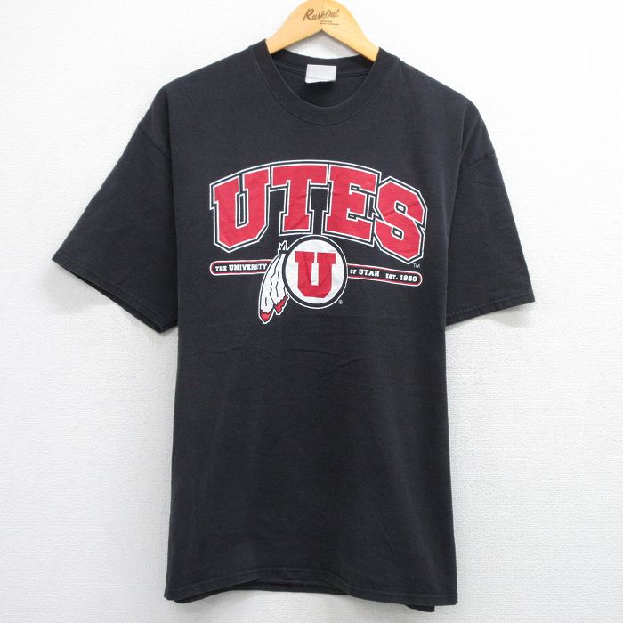 XL★古着 半袖 ビンテージ Tシャツ メンズ 00年代 00s UTES コットン クルーネック 黒 ブラック 25aug09 中古