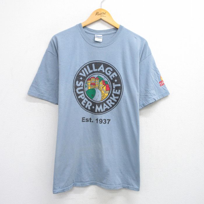 【50%OFF】XL★古着 半袖 ビンテージ Tシャツ メンズ 00年代 00s SUPER MARKET コットン クルーネック 薄紺 ネイビー 25aug09 中古
