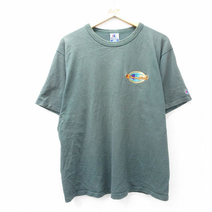 チャンピオン 90s 半袖Tシャツ ワンポイントロゴ グリーン L | 古着