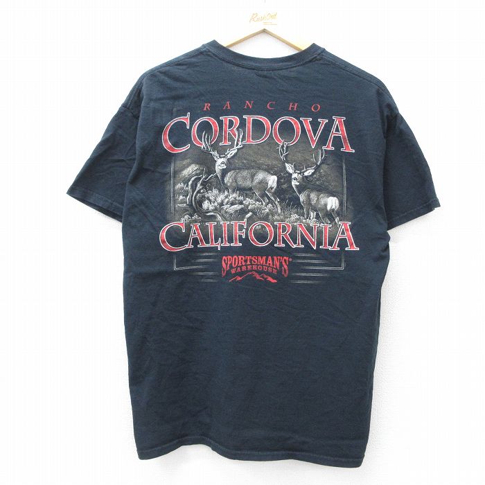 L★古着 半袖 ビンテージ Tシャツ メンズ 00年代 00s シカ カリフォルニア コットン クルーネック 黒 ブラック 25aug09 中古