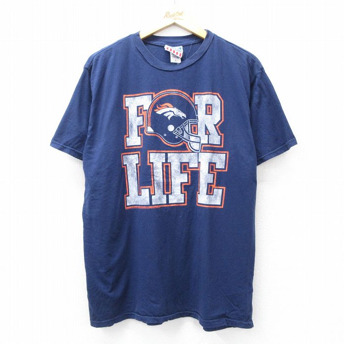 L★古着 ジャンクフード JUNK FOOD 半袖 ビンテージ Tシャツ メンズ 00年代 00s NFL デンバーブロンコス コットン クルーネック 紺 ネイビー アメフト スーパーボウル 25aug09 中古