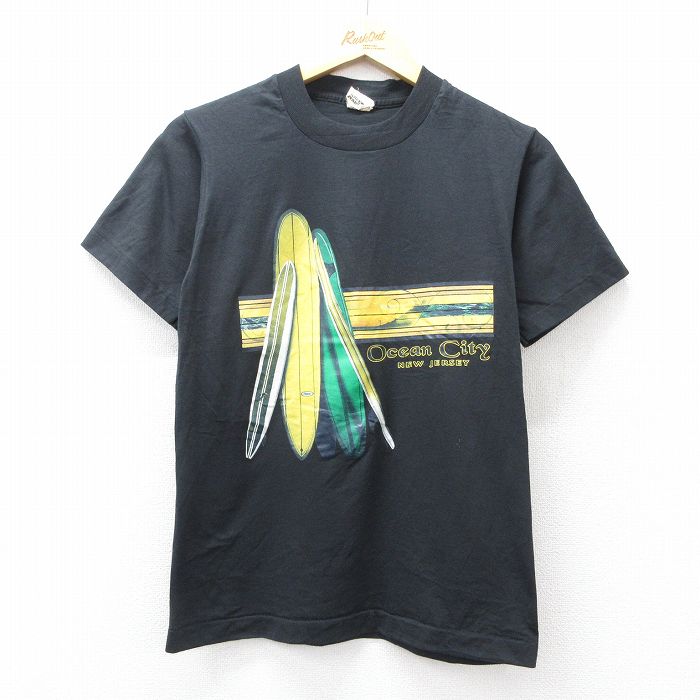 S★古着 スクリーンスターズ 半袖 ビンテージ Tシャツ メンズ 80年代 80s サーフボード クルーネック USA製 黒 ブラック 【spe】 25aug09 中古