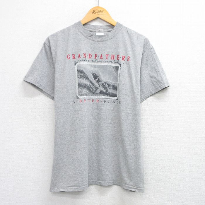 L★古着 半袖 ビンテージ Tシャツ メンズ 00年代 00s GRAND FATHERS クルーネック グレー 霜降り 25aug09 中古