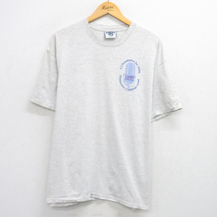 XL★古着 リー Lee 半袖 ビンテージ Tシャツ メンズ 90年代 90s マイク 大きいサイズ コットン クルーネック USA製 薄グレー 霜降り 25aug09 中古