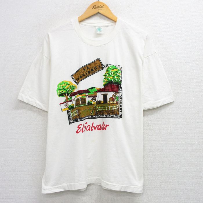 XL★古着 半袖 ビンテージ Tシャツ メンズ 90年代 90s エルサルバドル 大きいサイズ コットン クルーネック 白 ホワイト 25aug09 中古