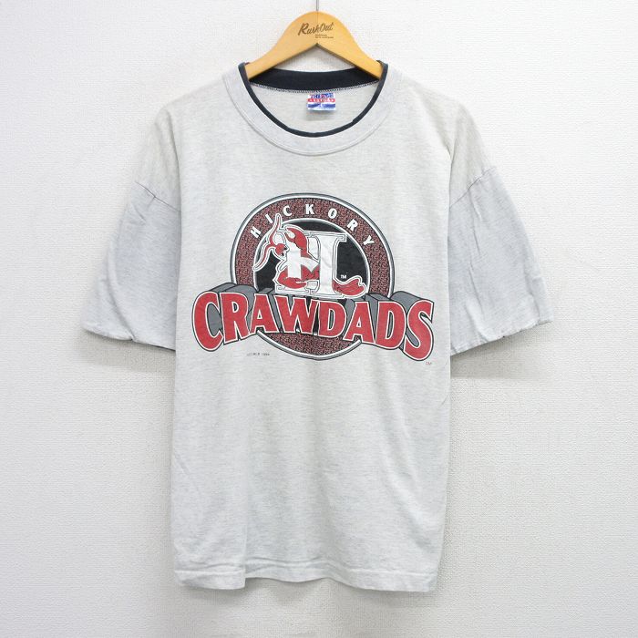 XL★古着 半袖 ビンテージ Tシャツ メンズ 90年代 90s ヒッコリークロウダッズ コットン クルーネック USA製 薄グレー 霜降り 25aug09 中古