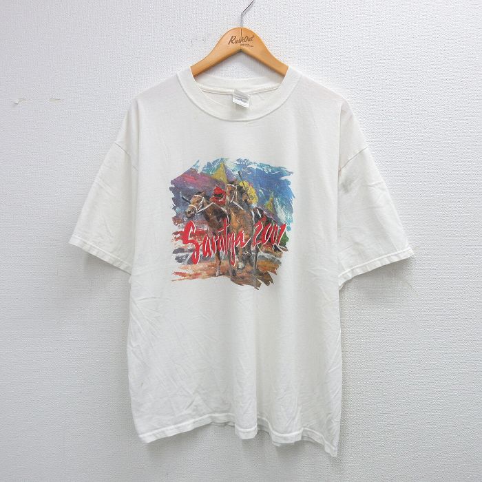 00s 半袖Tシャツ サラトーガ競馬 ホワイト XL | 古着