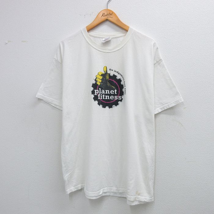 XL★古着 ヘインズ Hanes 半袖 ビンテージ Tシャツ メンズ 00年代 00s Planet fitness コットン クルーネック 白 ホワイト 25aug09 中古