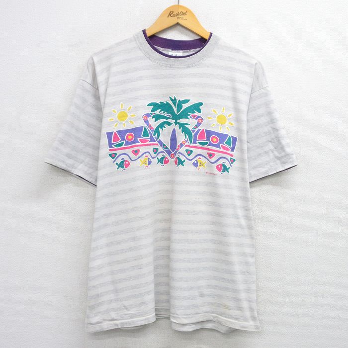 【50%OFF】90s 半袖Tシャツ ヤシの木 グレー XL | 古着