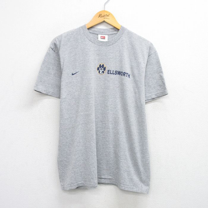 L★古着 ナイキ NIKE 半袖 ビンテージ Tシャツ メンズ 00年代 00s ELLSWORTH クルーネック グレー 霜降り 25aug12 中古