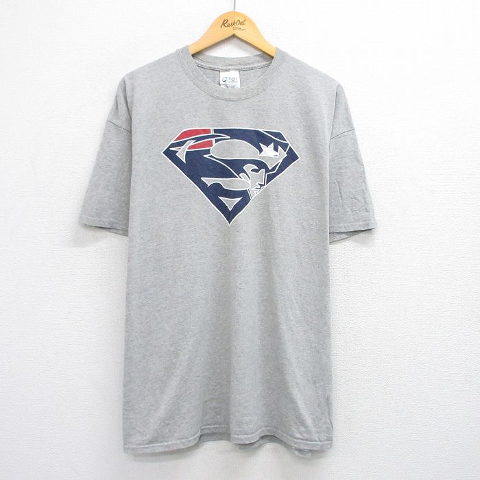 XL★古着 半袖 ビンテージ Tシャツ メンズ 00年代 00s NFL ニューイングランドペイトリオッツ クルーネック グレー 霜降り 25aug12 中古
