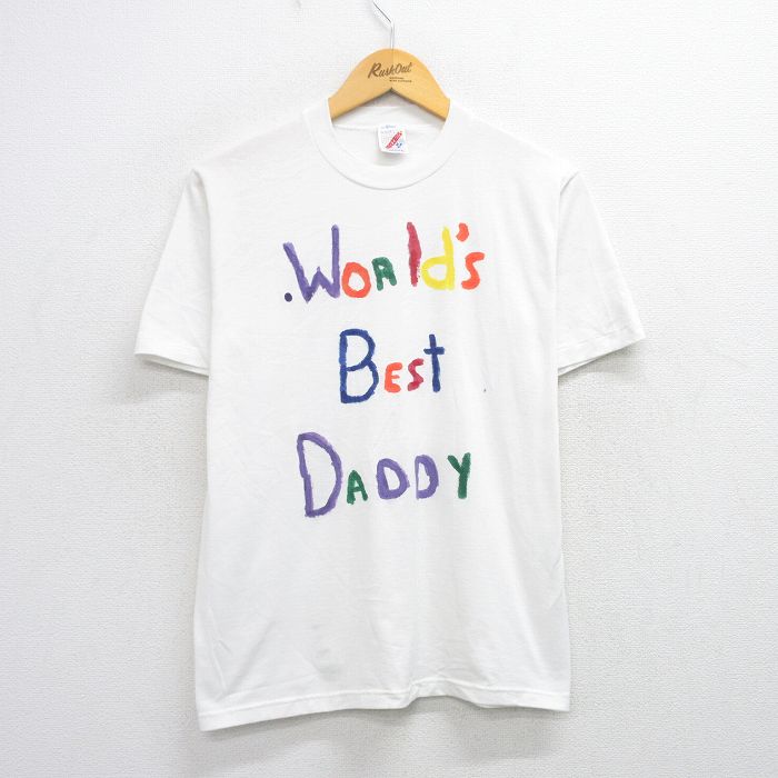 M★古着 ジャージーズ 半袖 ビンテージ Tシャツ メンズ 80年代 80s BEST DADDY クルーネック USA製 白 ホワイト 25aug12 中古
