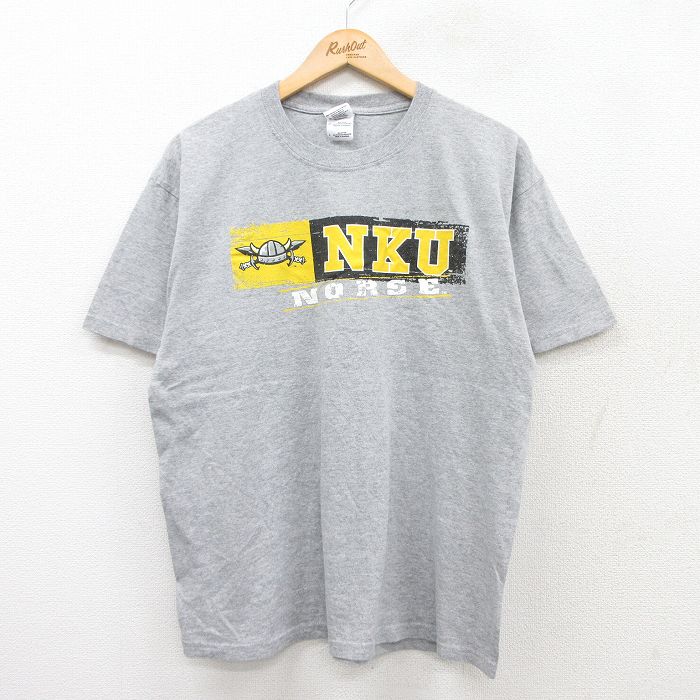 L★古着 半袖 ビンテージ Tシャツ メンズ 00年代 00s NKU クルーネック グレー 霜降り 25aug12 中古