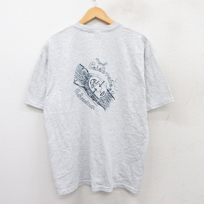 XL★古着 ヘインズ Hanes 半袖 ビンテージ Tシャツ メンズ 00年代 00s Celebrate Education クルーネック 薄グレー 霜降り 25aug12 中古