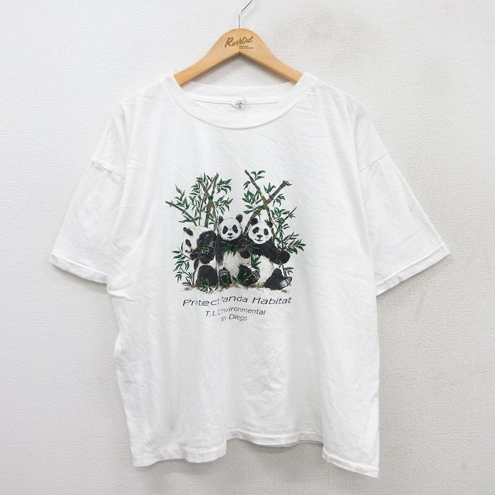 90s 半袖Tシャツ パンダ ホワイト XL | 古着