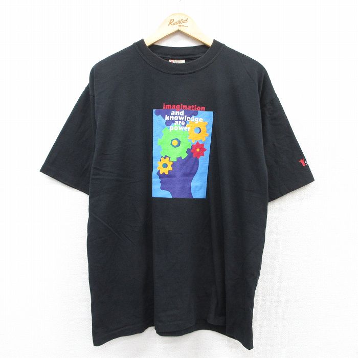XL★古着 半袖 ビンテージ Tシャツ メンズ 90年代 90s imagination コットン クルーネック USA製 黒 ブラック 25aug12 中古