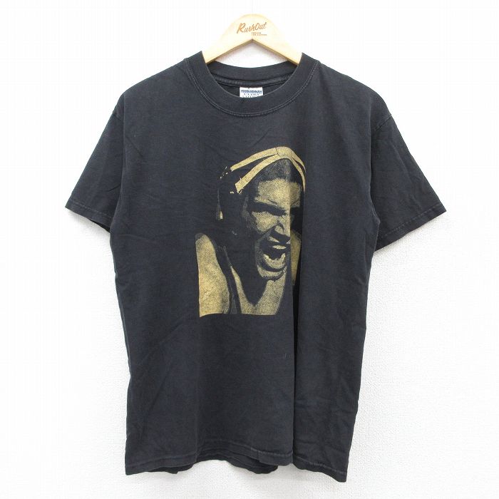 【50%OFF】L★古着 半袖 ビンテージ Tシャツ メンズ 00年代 00s レスリング コットン クルーネック 黒 ブラック 25aug12 中古