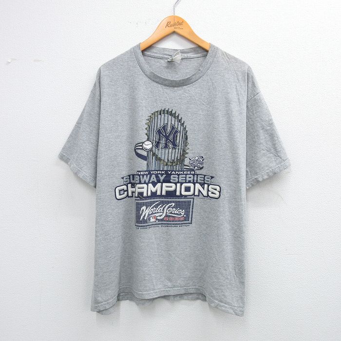 【50%OFF】XL★古着 リー Lee 半袖 ビンテージ Tシャツ メンズ 00年代 00s MLB ニューヨークヤンキース クルーネック グレー 霜降り メジャーリーグ ベースボール 野球 25aug12 中古