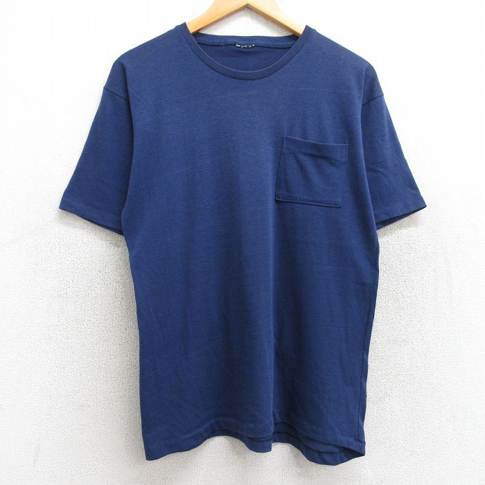 80s 半袖Tシャツ 胸ポケット付き ネイビー L | 古着