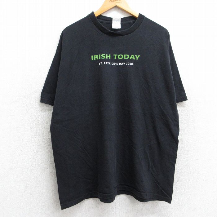 【50%OFF】XL★古着 半袖 ビンテージ Tシャツ メンズ 00年代 00s ギネスビール アイリッシュ 大きいサイズ コットン クルーネック 黒 ブラック 25aug13 中古