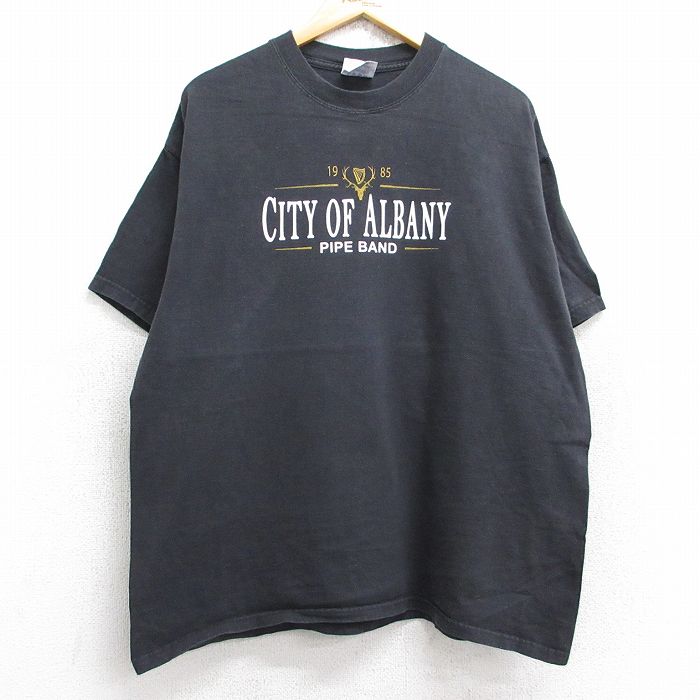 00s 半袖Tシャツ CITY OF ALBANY PIRE BANDプリント ブラック XL | 古着