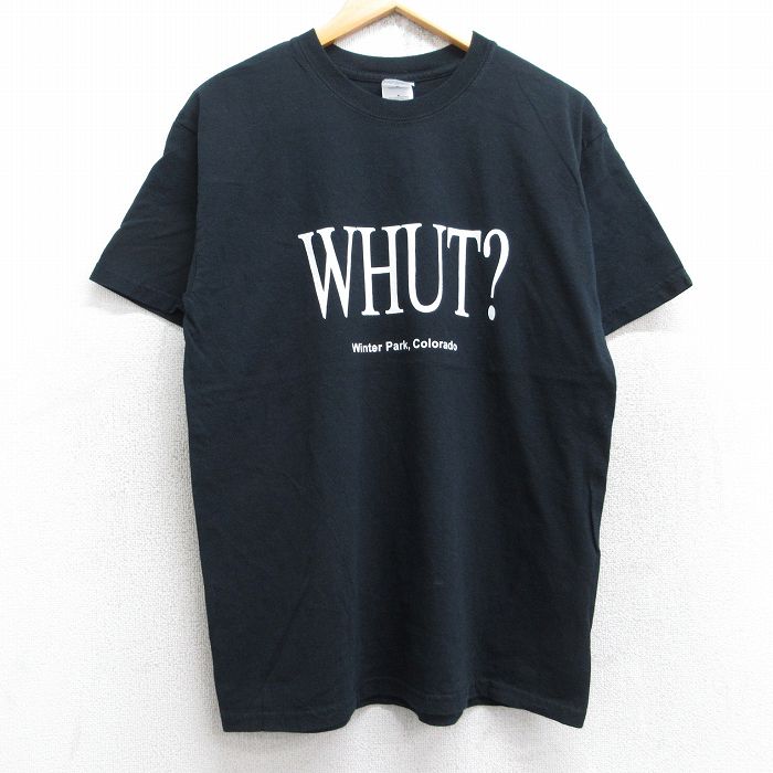 M★古着 半袖 ビンテージ Tシャツ メンズ 00年代 00s WHUT コットン クルーネック 黒 ブラック 25aug13 中古