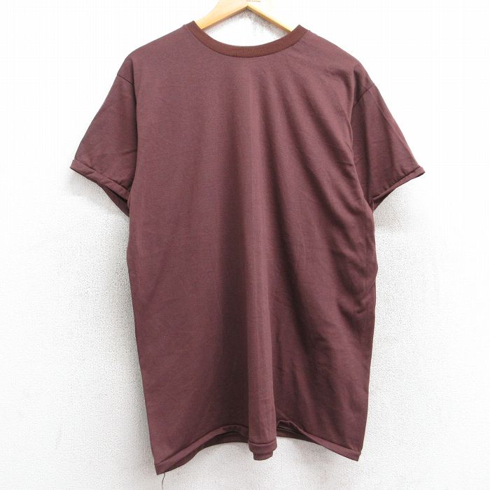 XL★古着 半袖 ビンテージ Tシャツ メンズ 80年代 80s 無地 クルーネック 茶系 ブラウン 【spe】 25aug13 中古