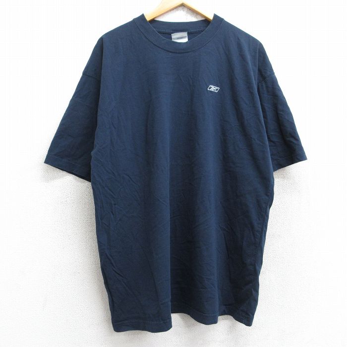 リーボック 00s 半袖Tシャツ ワンポイントロゴ ネイビー XL | 古着