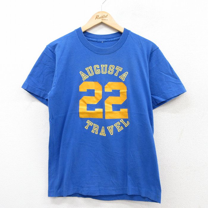 M★古着 半袖 ビンテージ Tシャツ メンズ 90年代 90s オーガスタ 22 クルーネック 青 ブルー 25aug18 中古