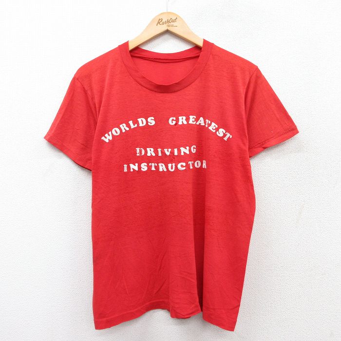 L★古着 半袖 ビンテージ Tシャツ メンズ 80年代 80s WORLDS GREATEST クルーネック 赤 レッド 25aug18 中古