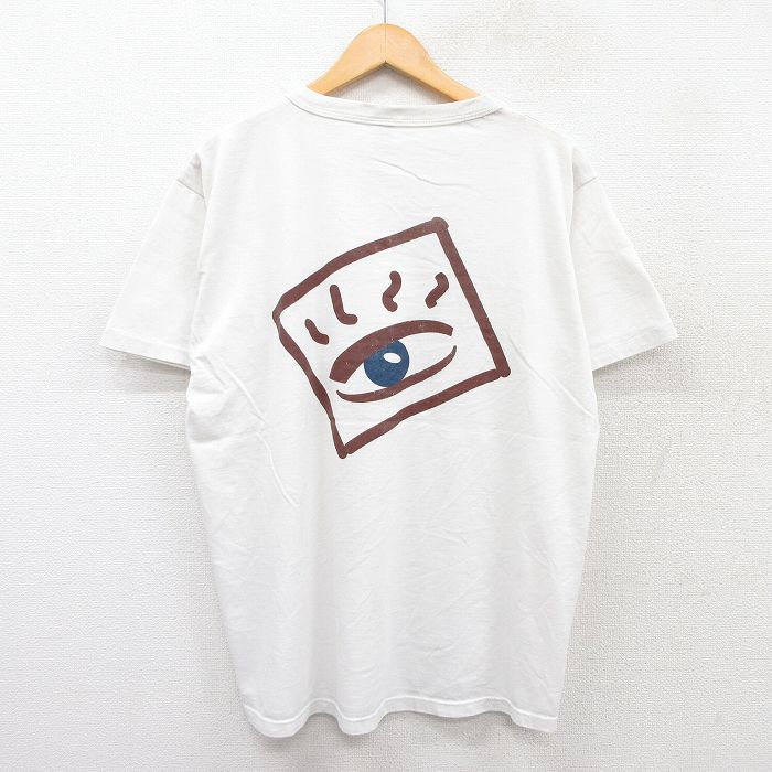 XL★古着 ラッセル 半袖 ビンテージ Tシャツ メンズ 80年代 80s 目 IMAGE クルーネック USA製 白 ホワイト 【spe】 25aug18 中古