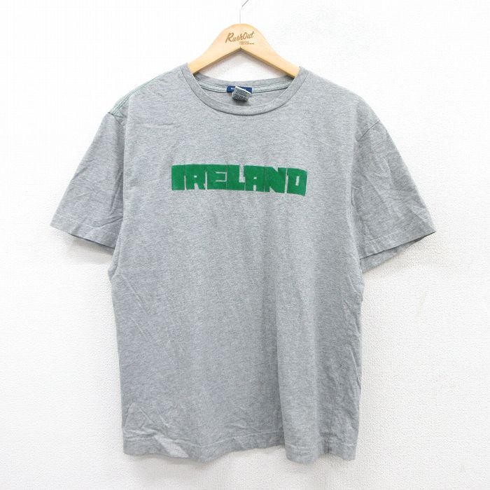 オールドネイビー 00s 半袖Tシャツ アイルランドフロッキープリント グレー L | 古着